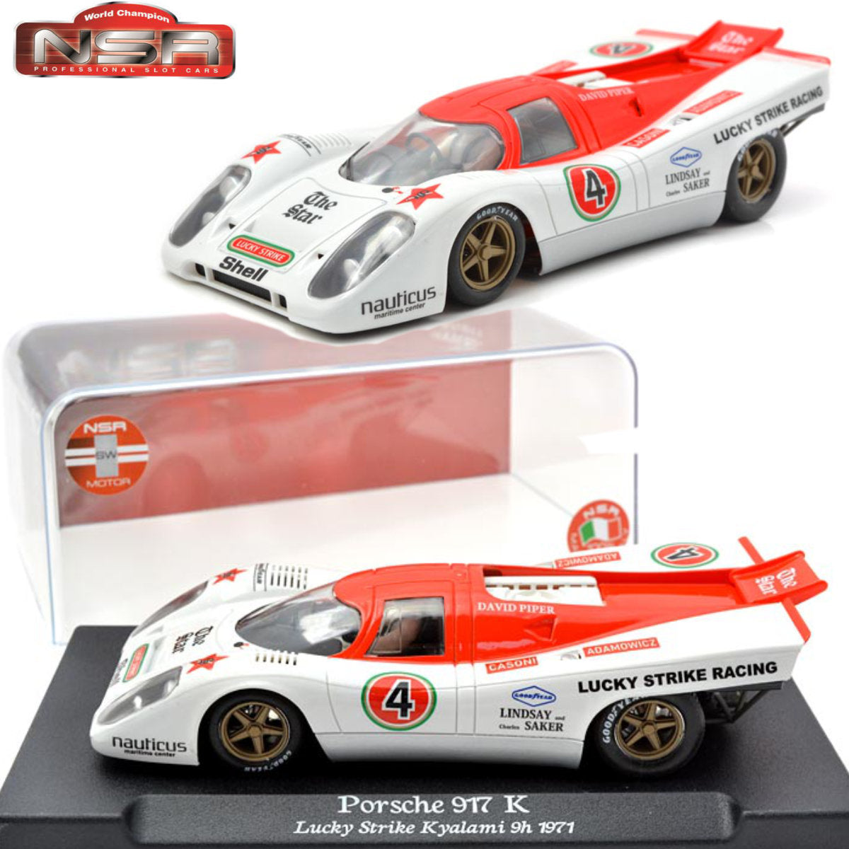 NSR Porsche 917K Lucky Strike Kyalami 9h 1971 David Piper 1/32 Slot Car