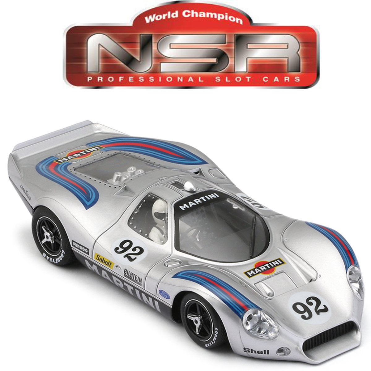 NSR Ford P68 #92 Martini Racing Silver 1/32 Slot Car 0191SW for Scaelxtric Slot.it