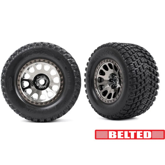 Traxxas 7862 - Belted Gravix Tires Chrome Wheels w/Foam Inserts For XRT / X-Maxx