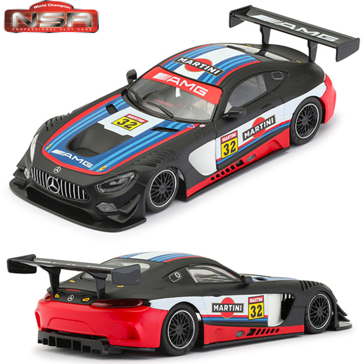 NSR Mercedes AMG GT3 Martini Black 1/32 Slot Car 0232AW Anglewinder