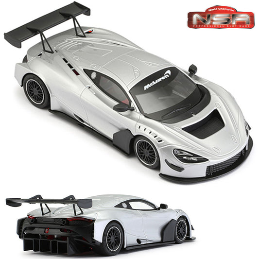 NSR McLaren 720S GT3 Test Car Silver 1/32 Slot Car for Scalextric Carrera