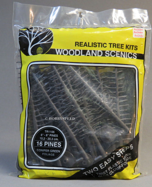 Woodland Scenics TR1106 N/HO Pine Trees 6x8" (16) Train Scenery.