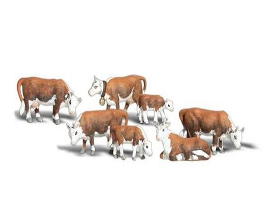 Woodland Scenics A2144 N Train Figures Hereford Cows.