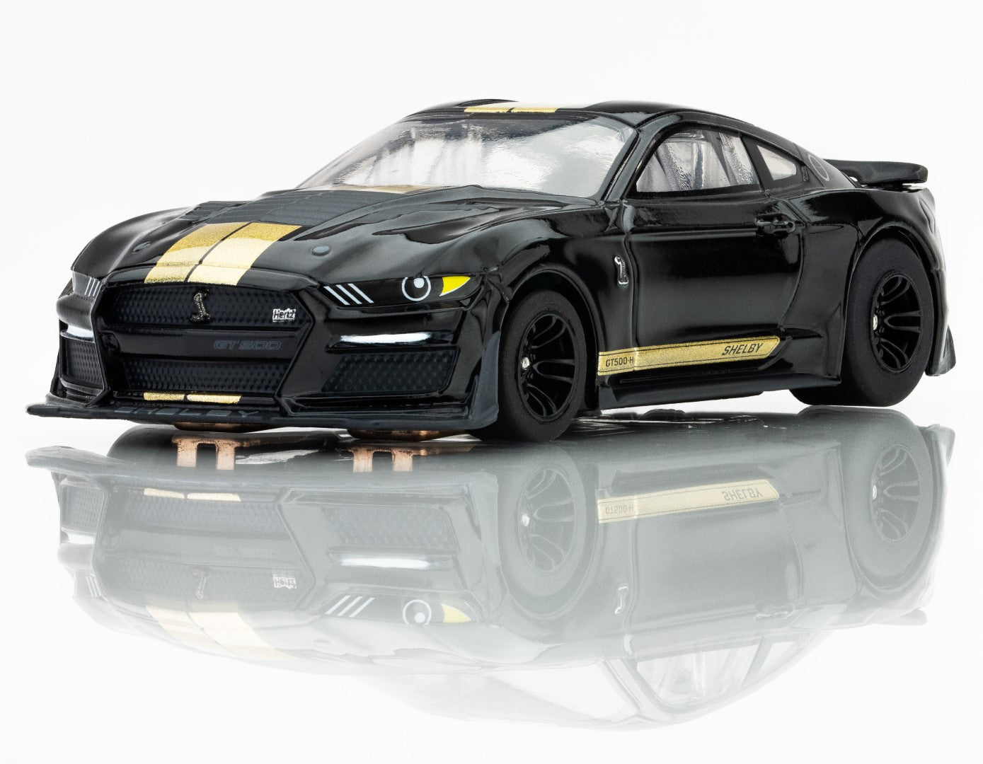 AFX 22082 Ford Shelby Mustang GT500KR Black/Gold Mega G+ HO Slot Car