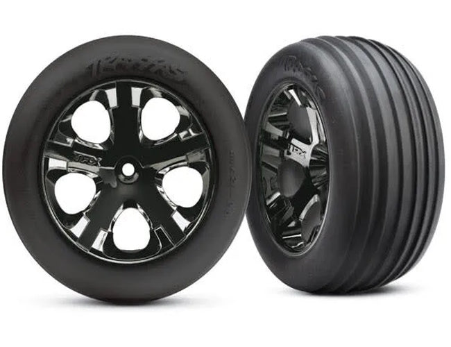 Traxxas TRA3771A Chrome All-Star 2.8 Wheel/Alias Tire/2 Fr Rustler VXL XL5 - PowerHobby