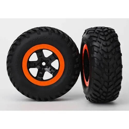 Traxxas TRA5864 Tire/Wheel Glued Orange Beadlock Wheels SCT Tires 1/10 Slash 2wd - PowerHobby