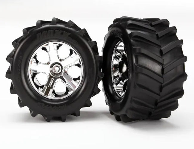 Traxxas TRA6771 Maxx Tires, 2.8 All-Star Chrome Wheels: Stampede 4x4 - PowerHobby