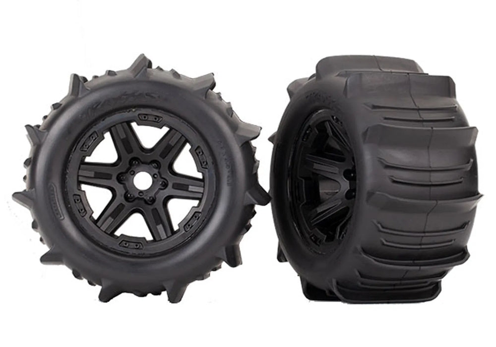 Traxxas TRA8674 - Paddle Tires, 3.8" Black Wheels, E-Revo VXL (2) - PowerHobby