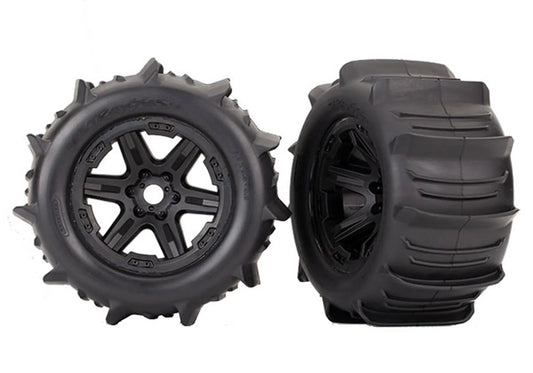 Traxxas TRA8674 - Paddle Tires, 3.8" Black Wheels, E-Revo VXL (2) - PowerHobby