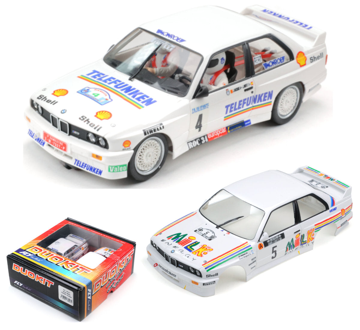 Fly 88297 Duo Kit BMW M3 Telefunken & Milk Energy 1/32 Slot Car