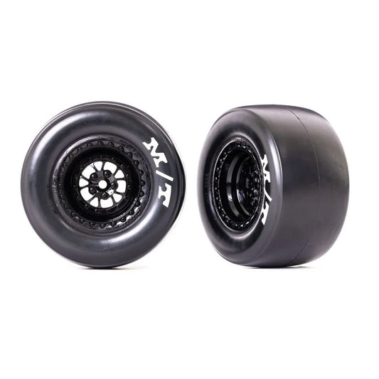 Traxxas TRA9476 Drag Slash Rear Tires w/ Weld Gloss Black Wheels (Sticky) (2) - PowerHobby