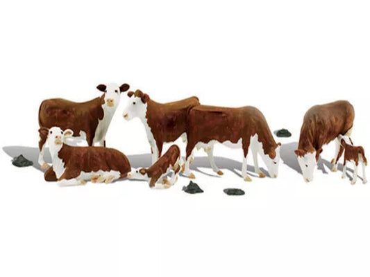 Woodland Scenics A1843 HO Train Figures Hereford Cows