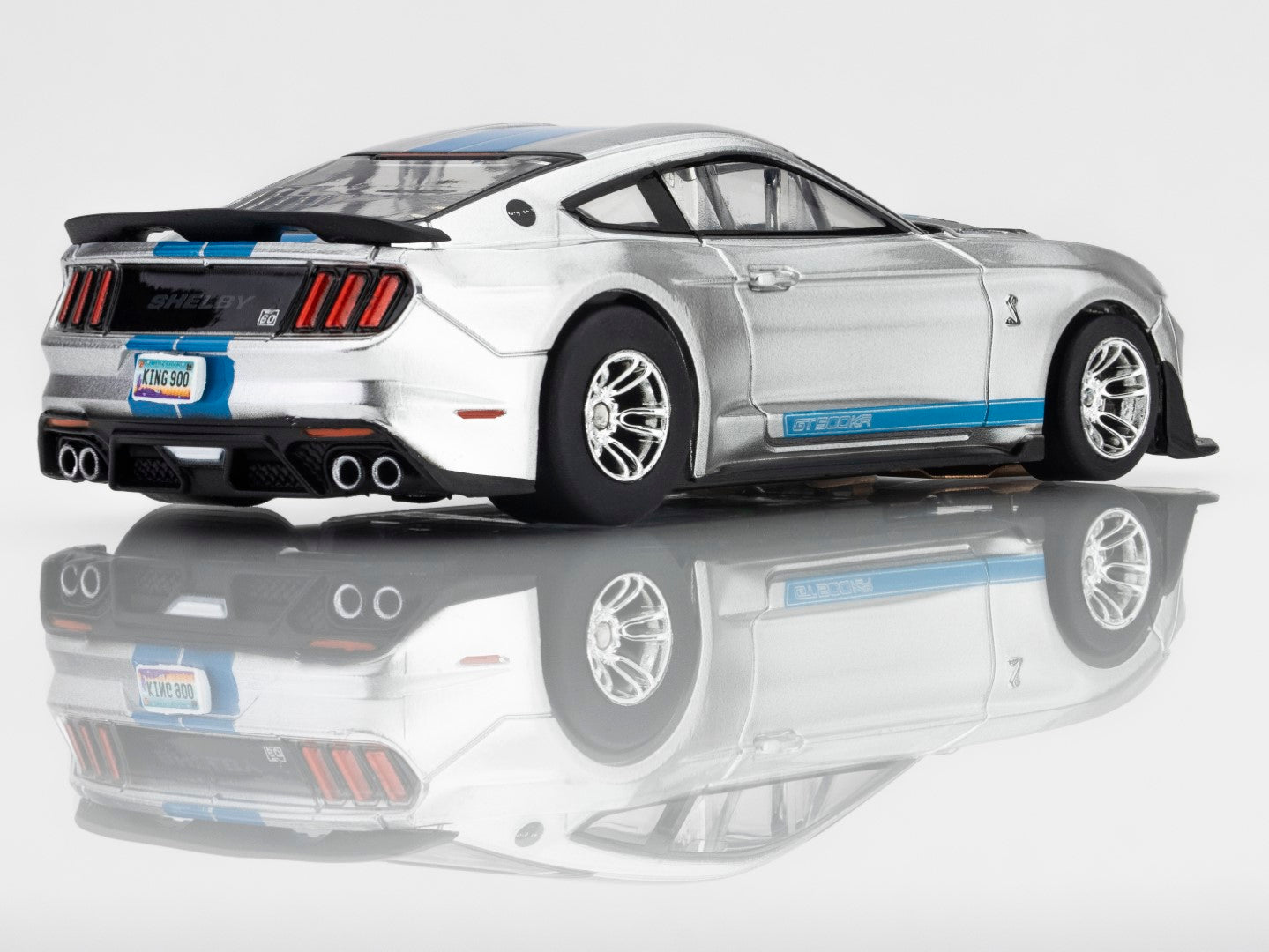 AFX 22099 Ford Shelby Mustang GT500KR Silver/Blue Mega G+ HO Slot Car