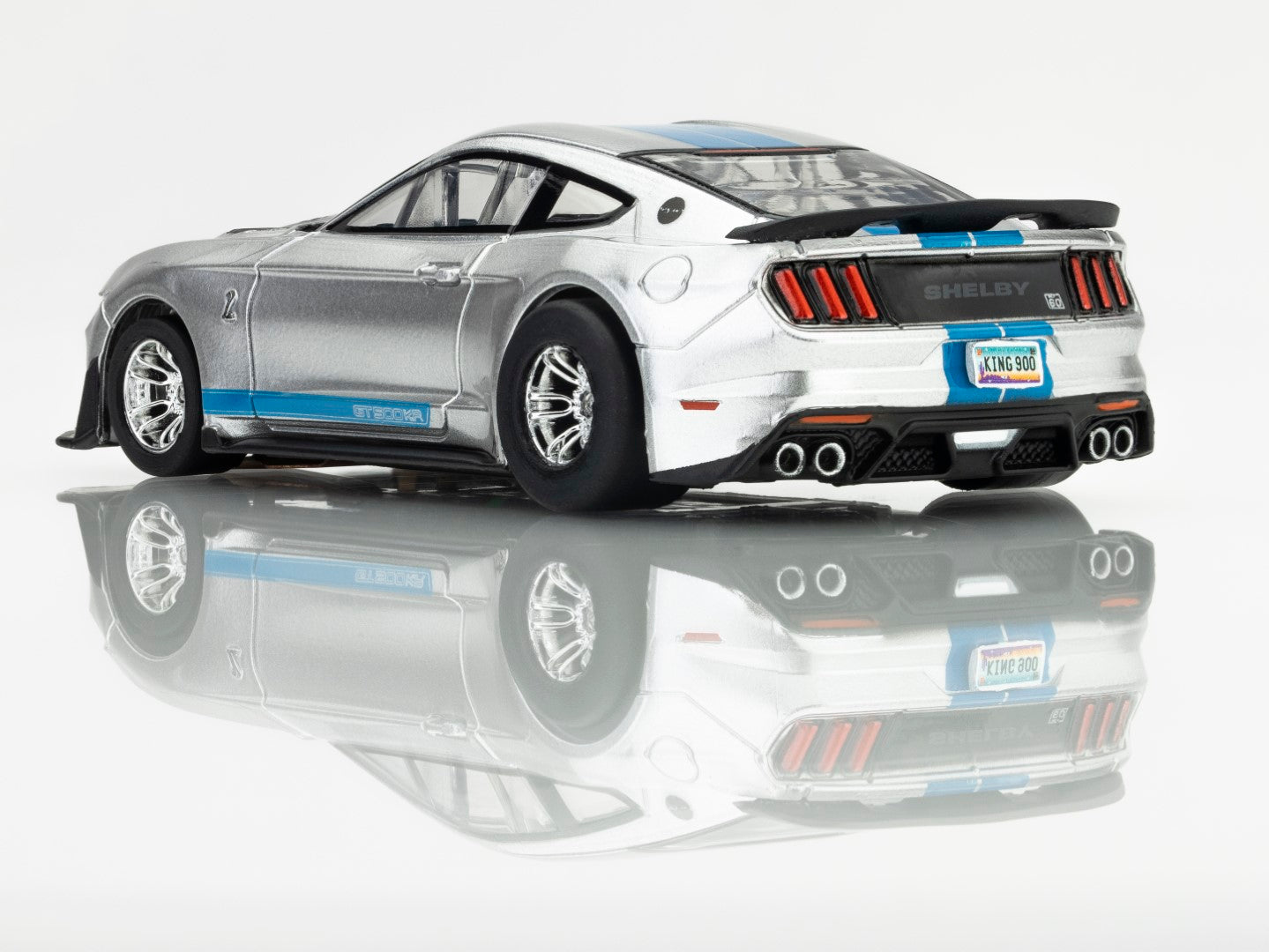 AFX 22099 Ford Shelby Mustang GT500KR Silver/Blue Mega G+ HO Slot Car