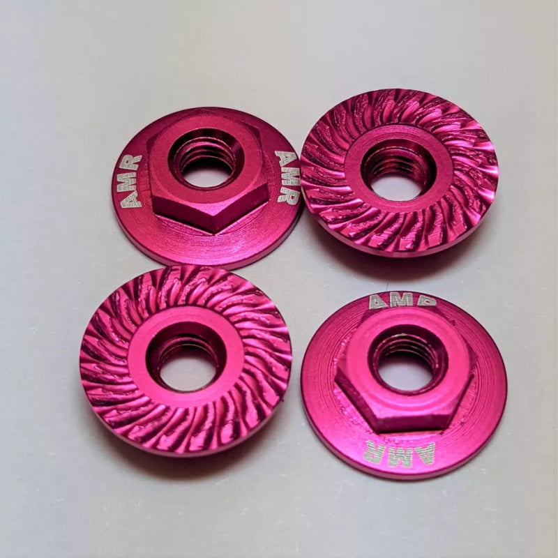 Kyosho AMR-025PK M4 Alum Serrated Flange 4mm Wheel Nuts Pink(4)