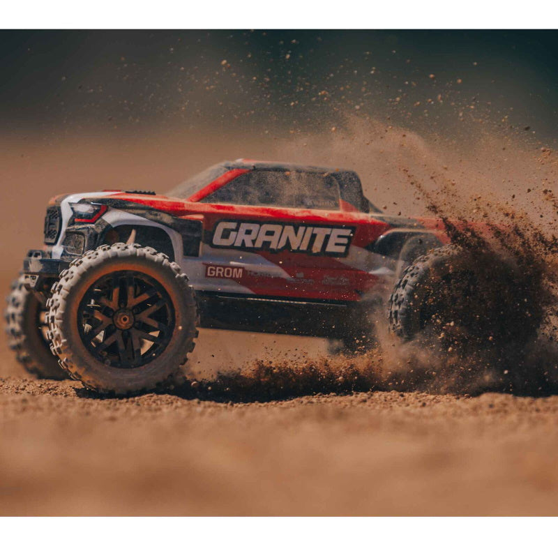 Arrma ARA2102T2 Granite Grom MEGA 4WD 380 Brushed 1/18 Monster Truck RTR Red - PowerHobby