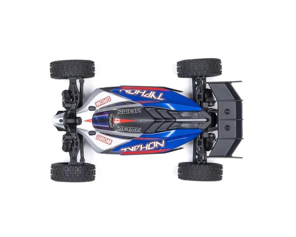 Arrma ARA2106T1 Typhon Grom MEGA 4WD 380 Brushed 1/18 Buggy RTR Blue/Silver.