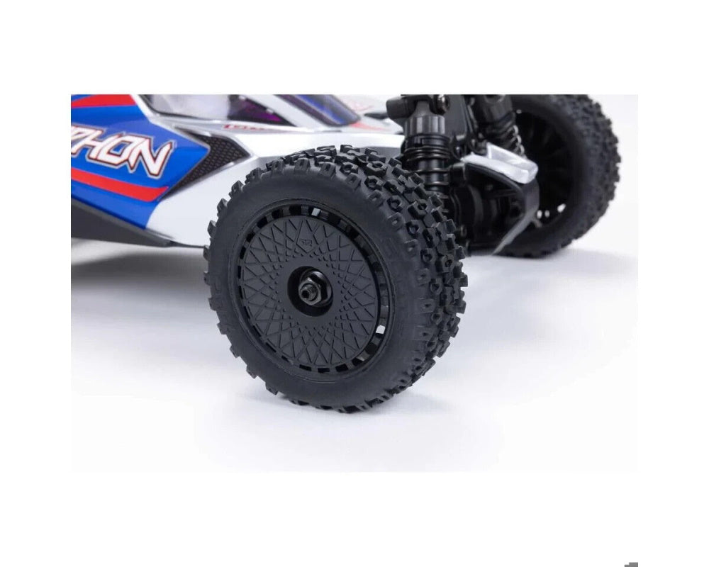 Arrma ARA2106T1 Typhon Grom MEGA 4WD 380 Brushed 1/18 Buggy RTR Blue/Silver.