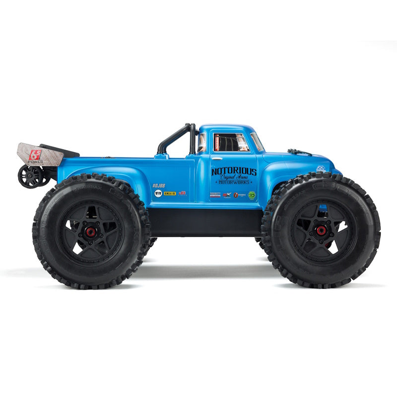 ARRMA ARA8611V5T2 1/8 NOTORIOUS 6S V5 4WD BLX Stunt Truck Spektrum Firma RTR BLU