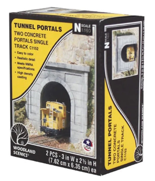 Woodland Scenics C1152  N Scale Concrete Single Track Tunnel Portal - PowerHobby