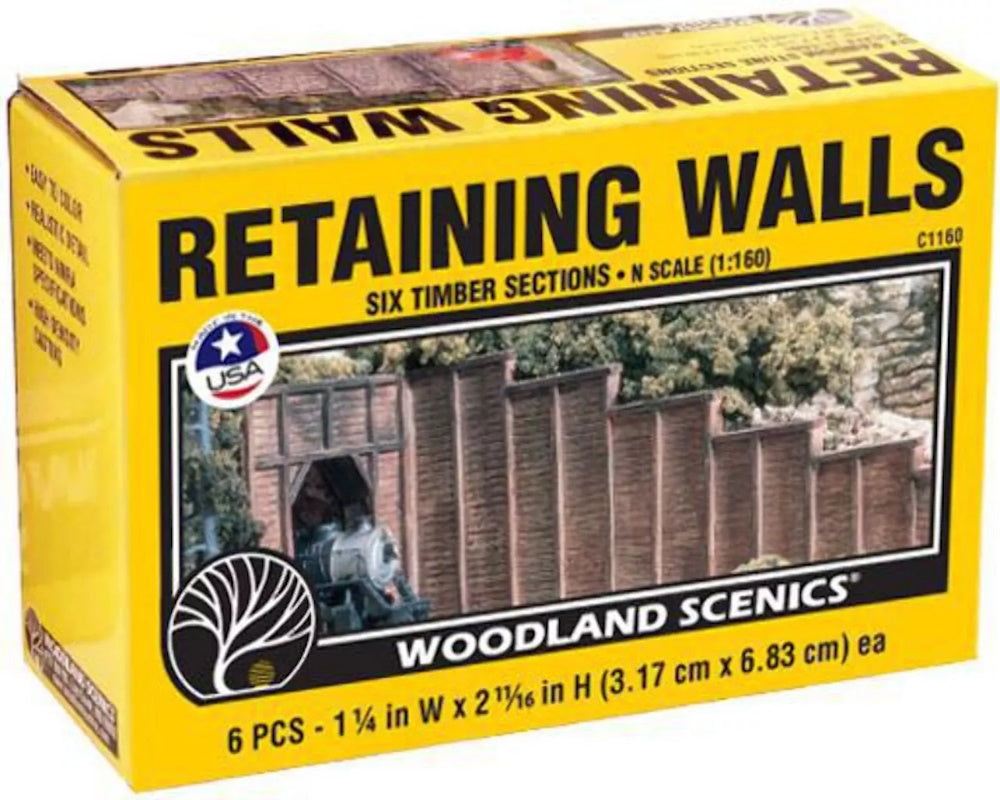 Woodland Scenics C1160 N/HO Timber Retaining Walls (6) Train Scenery