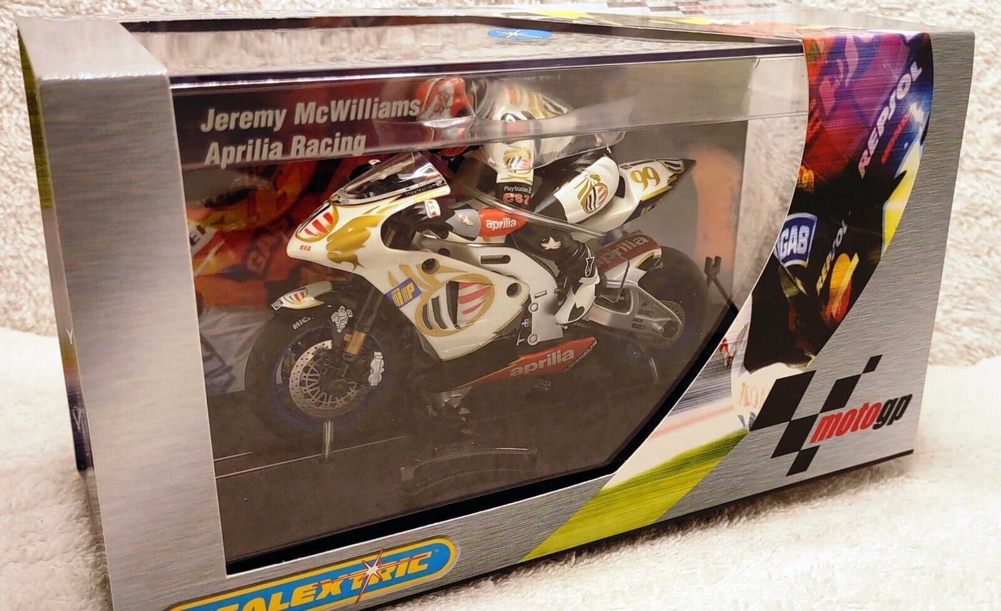 Scalextric C6011 Jeremy McWilliams Aprilia MotoGP Motorcycle 1/32 Slot Car Bike