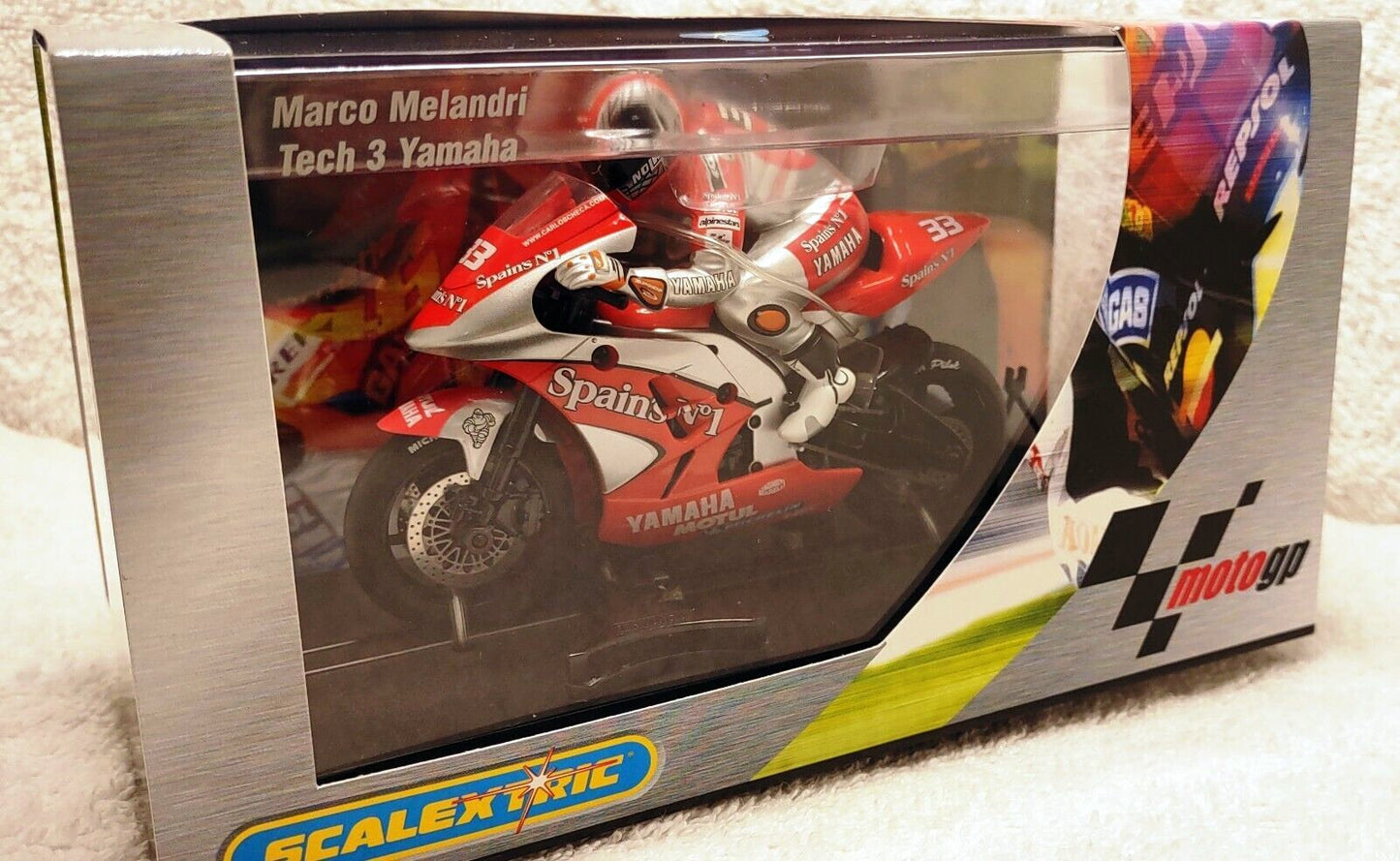 Scalextric C6017 MotoGP Yamaha Marco Melandri Motorcycle 1/32 Slot Car Bike