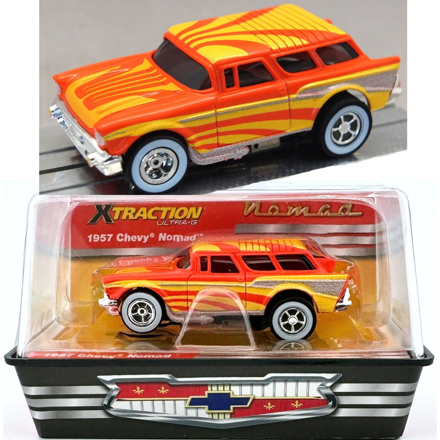 Auto World 1957 Chevy Nomad Starburst Orange Exclusive HO Slot Car for AFX Aurora