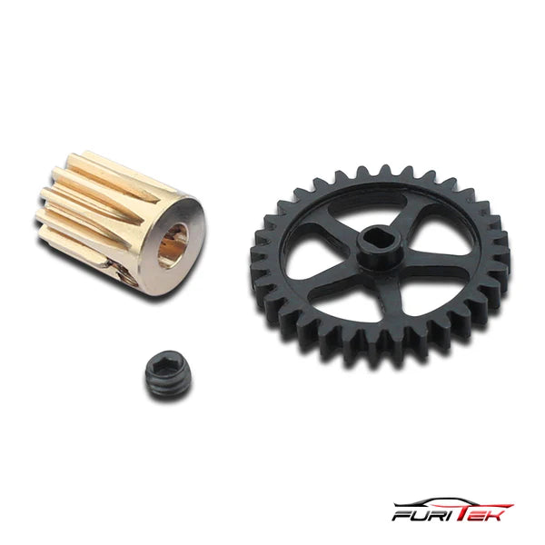 FURITEK BRUSHLESS CONVERSION PRO FOR SCX24 0.5M SPUR GEAR 12T PINION GEAR CNC MOTOR MOUNT