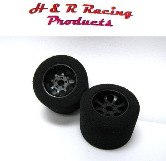 H&R Racing HR1101 Rear Fish Foam Tire NASCAR Black Wheel 1/24 Slot Car 27x18mm