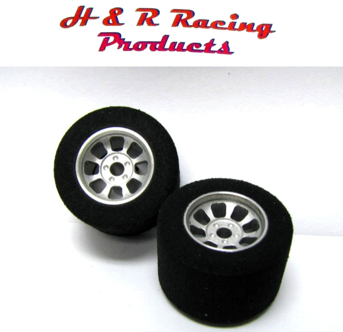 H&R Racing HR1103 Rear Fish Foam Tire NASCAR Silver Wheel 1/24 Slot Car 27x18mm