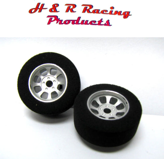 H&R Racing HR1104 Front Fish Foam Tire NASCAR Silver Wheel 1/24 Slot Car 27x12mm