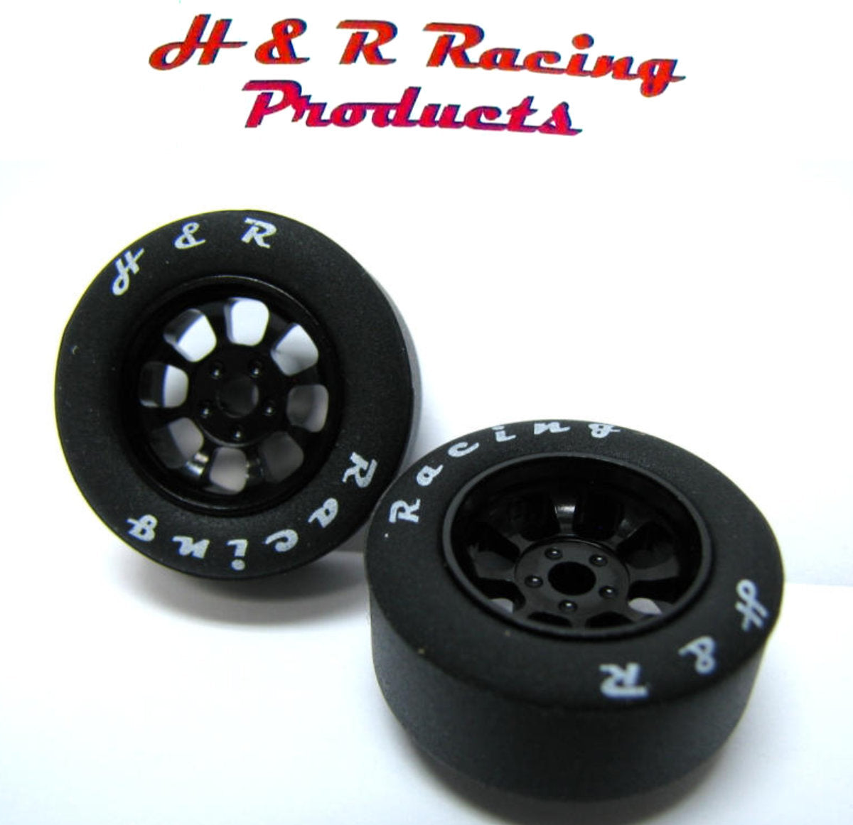 H&R Racing HR1110 Front Silicone Tire 27x12 NASCAR Black Wheel 1/24 Slot Car