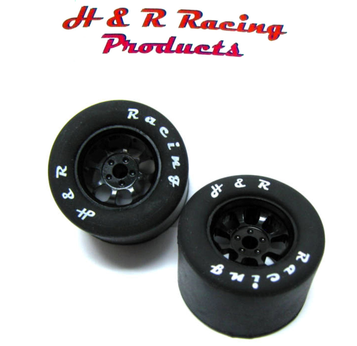 H&R Racing HR1111 Rear Rubber Tire 27x18 NASCAR Black Wheel 1/24 Slot Car