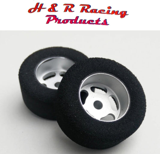 H&R Racing HR1201 Front Foam Tires 27x12 Silver Wheels 1/24 Slot Car