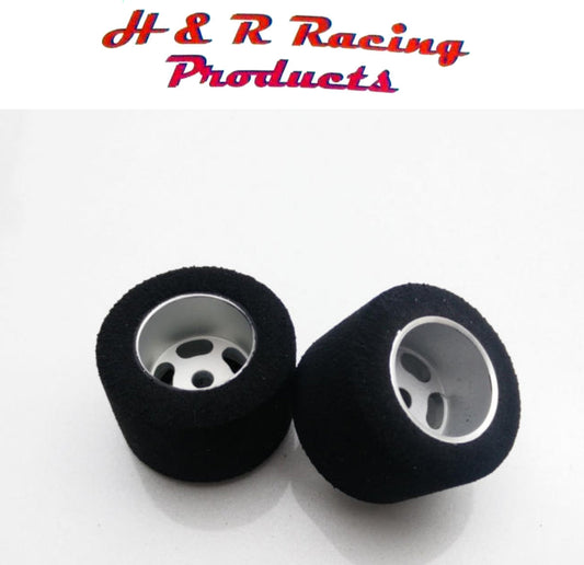 H&R Racing HR1204 Rear Hard Foam Tires 27x18 Silver Wheels 1/24 Slot Car