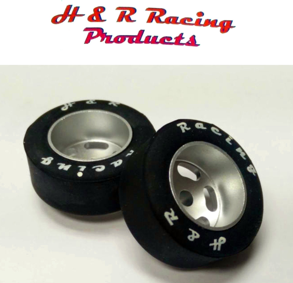 H&R Racing HR1301 Front Rubber Tires 27x12 Wheels 1/24 Slot Car 1/8 Axle