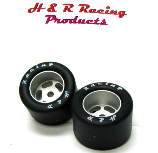 H&R Racing HR1303 Rear Rubber Tires 27x18 Wheels 1/24 Slot Car 1/8 Axle