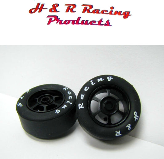 H&R Racing HR1356 Front Silicone Tires 27x12 6 Spoke Wheels 1/24 Slot Car 1/8 Axle