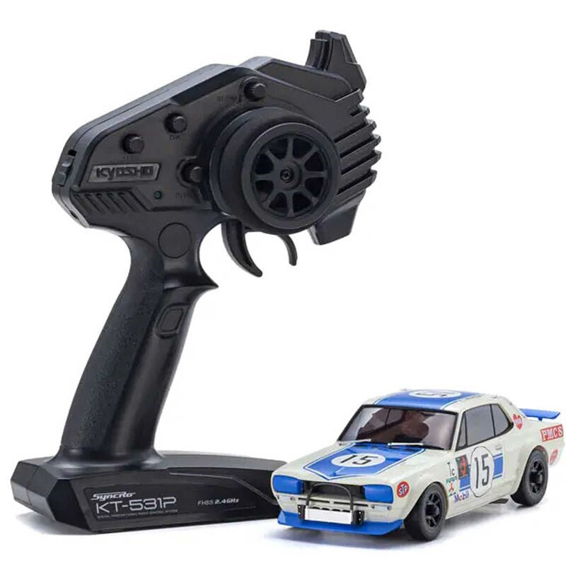 Kyosho KYO32643BL 1/28 1972 Nissan Skyline GT-R MINI-Z AWD RTR, Blue