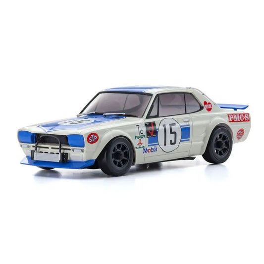 Kyosho 1972 Nissan Skyline White/Blue 2000GT-R (KPGC10) Racing #15 Auto Scale Body