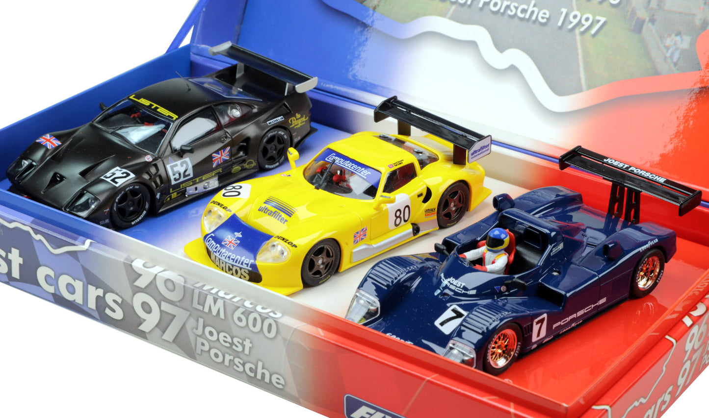 FLY LM01 Lister Marcos Porsche Triple Pack Le Mans Test Day 1/32 Slot Car