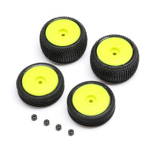 Losi - LOS-1762 Tires & Wheels Mounted, Yellow: Micro-B