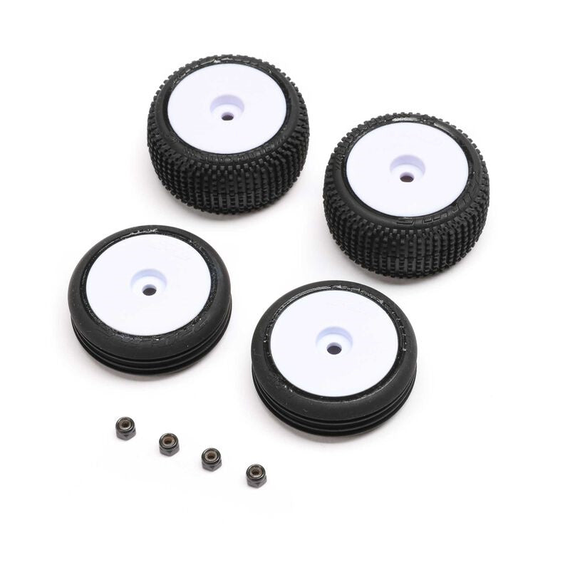 Losi - LOS-1763 Tires & Wheels Mounted, White: Micro-B