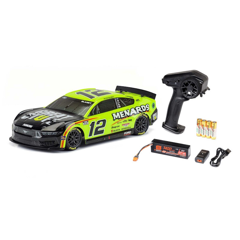 Losi 1/12 NASCAR AWD RC Racecar, Ryan Blaney No. 12 Menards 2024 Ford Mustang