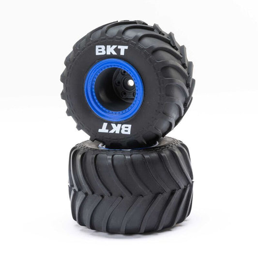 Losi LOS41047 MT Tires, Blue Beadlock, Premount (2): Mini LMT - PowerHobby