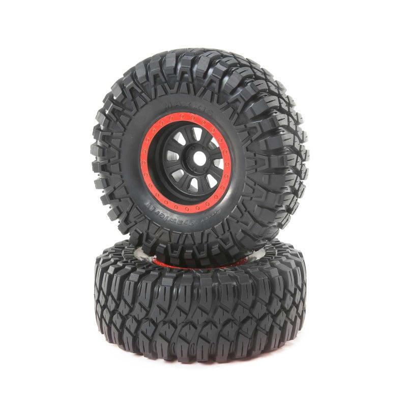 Losi LOS45031 Maxxis Creepy Crawler LT Black Mounted Tires (2) Super Rock Rey - PowerHobby