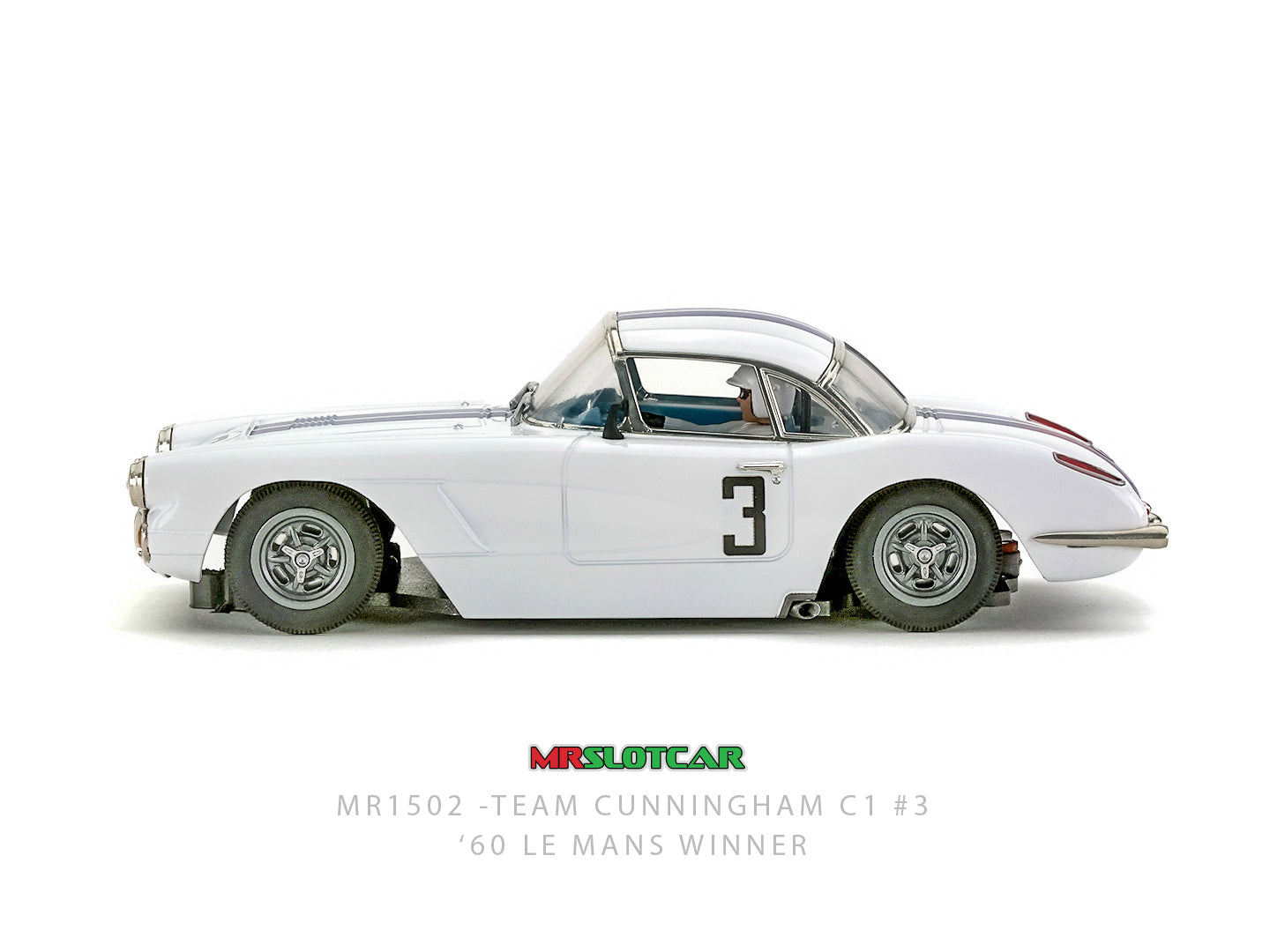 MRSLOTCAR Corvette C1 Team Cunningham 1960 Le Mans 1/32 Slot Car MR1502 MR Slotcar