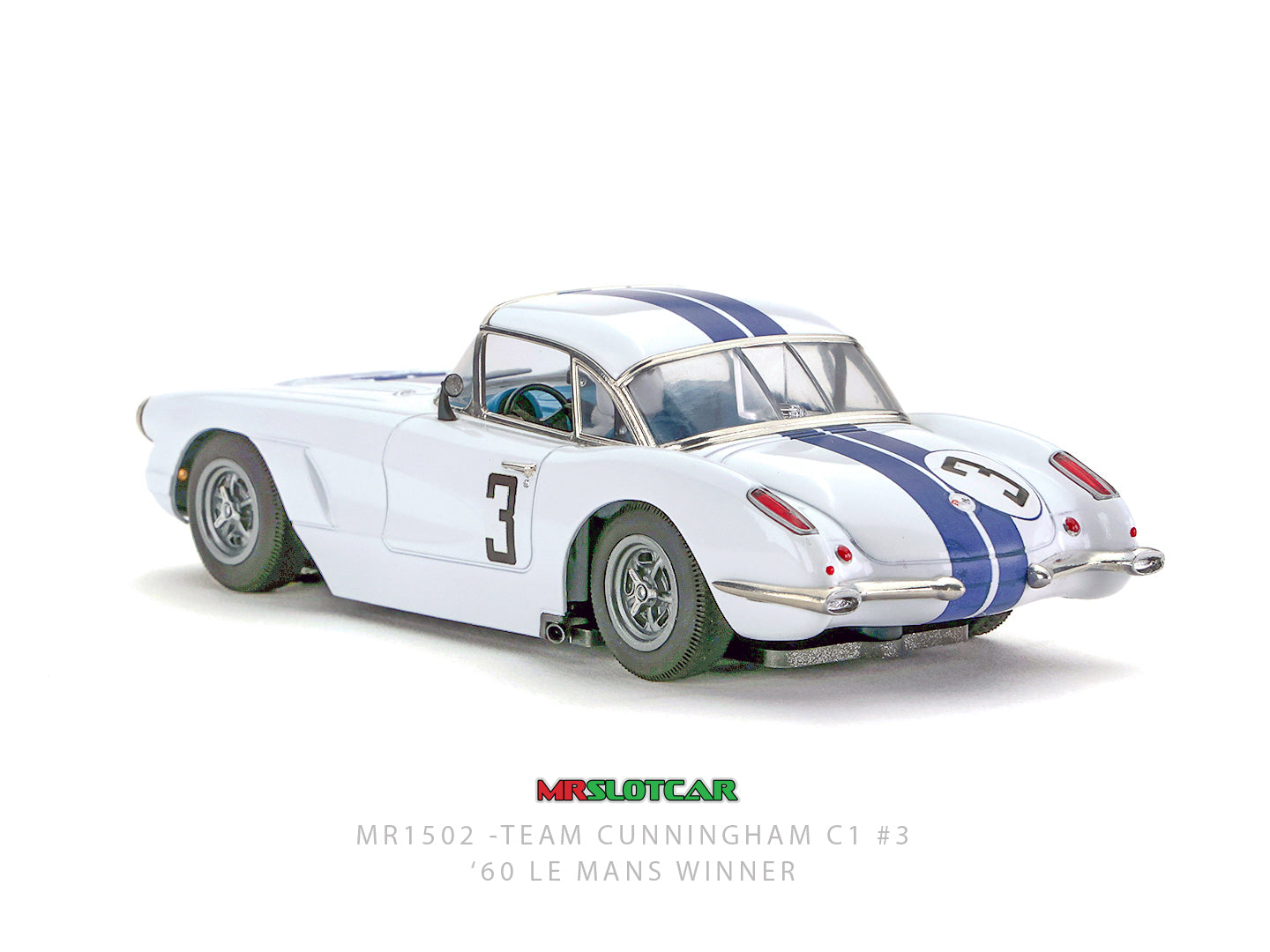 MRSLOTCAR Corvette C1 Team Cunningham 1960 Le Mans 1/32 Slot Car MR1502 MR Slotcar