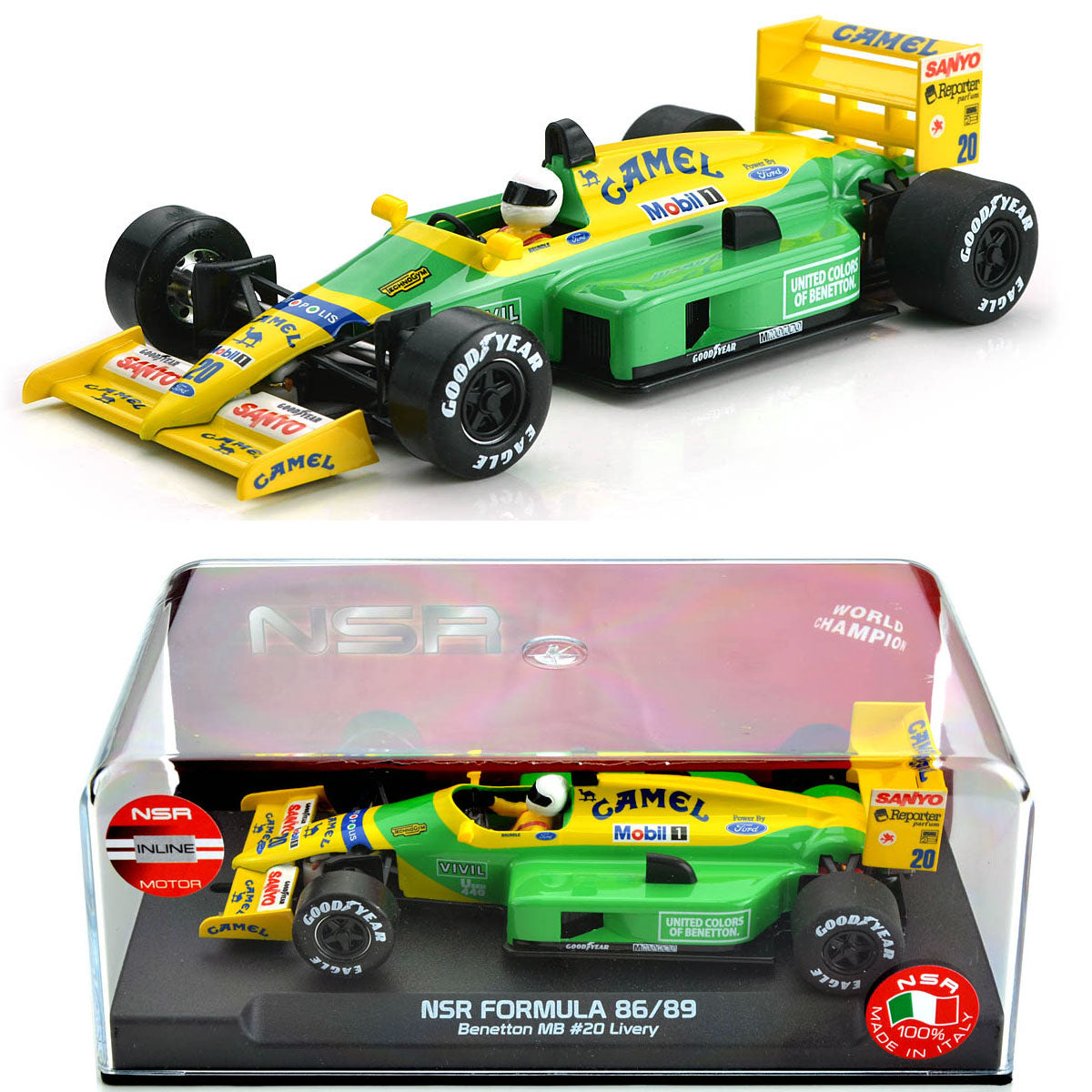 NSR Formula 86/89 Benetton Camel #20 Martin Brundle 1/32 Slot Car NSR0401